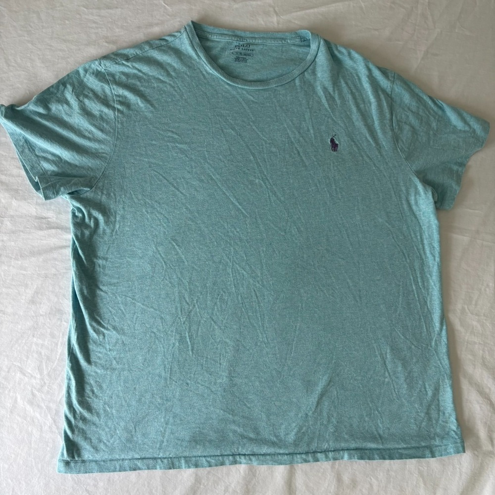 Polo Ralph Lauren Mens Teal Blue Classic Crew Neck Short Sleeve T-Shirt Size XL
